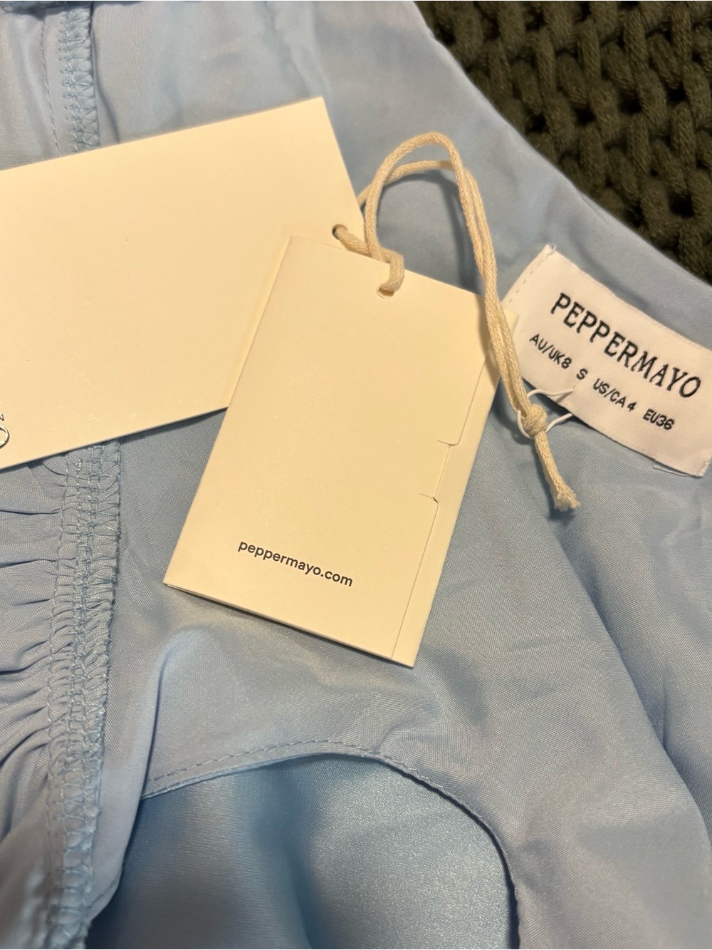 Peppermayo Flora Satin Maxi Dress in Ice Blue NWT Size 4 - Picture 5 of 5